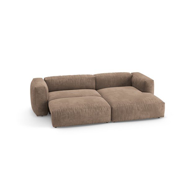 Colțar modular bej extensibil cu tapițerie din catifea (cu colț pe partea dreaptă/cu șezlong) – Micadoni -image-3