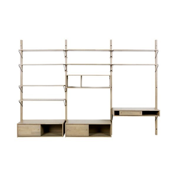 Constucție/bibliotecă din lemn de stejar pentru perete WOOOD Gyan-image-2