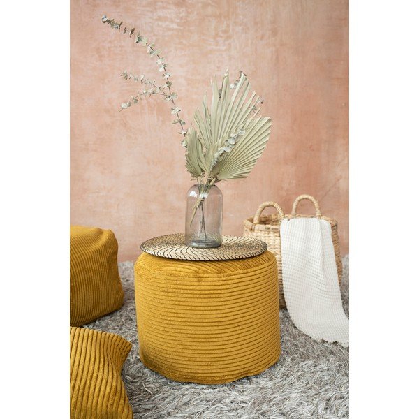 Fotoliu bean bag galben muștar cu tapițerie din catifea reiată Mini – SLOWDOWN-image-1