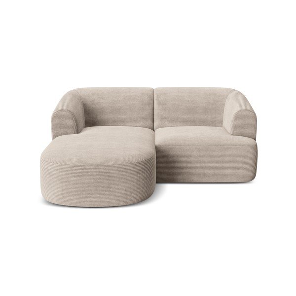 Colțar maro deschis cu tapițerie din catifea reiată  (cu colț pe partea stângă/cu șezlong) Campi – Cosmopolitan Design-image-2