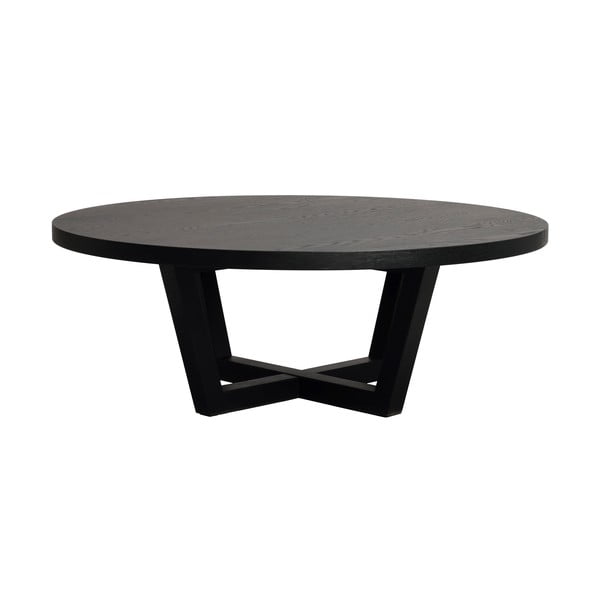 Măsuță de cafea neagră rotundă cu aspect de lemn de stejar ø 110 cm Boxford – Rowico-image-2