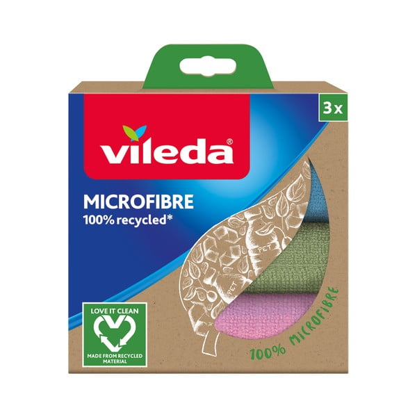 Set de 3 lavete din microfibre reciclate Vileda, 30 x 30 cm