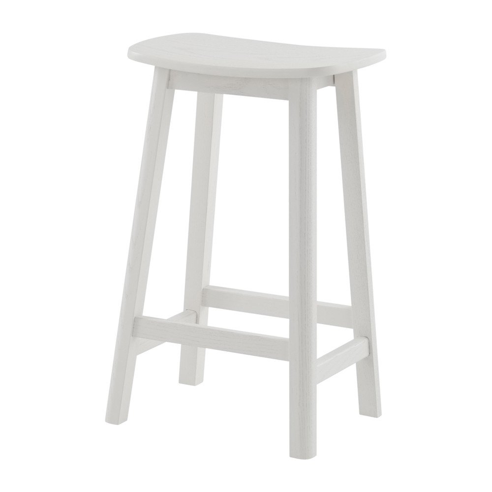 Scaun de bar alb din lemn de frasin (înălțime șezut 65 cm) Selene – Jotex