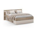 Pat matrimonial alb/în culoare naturală cu aspect de lemn de stejar cu spațiu de depozitare fără somieră 160x200 cm Albo – Marckeric