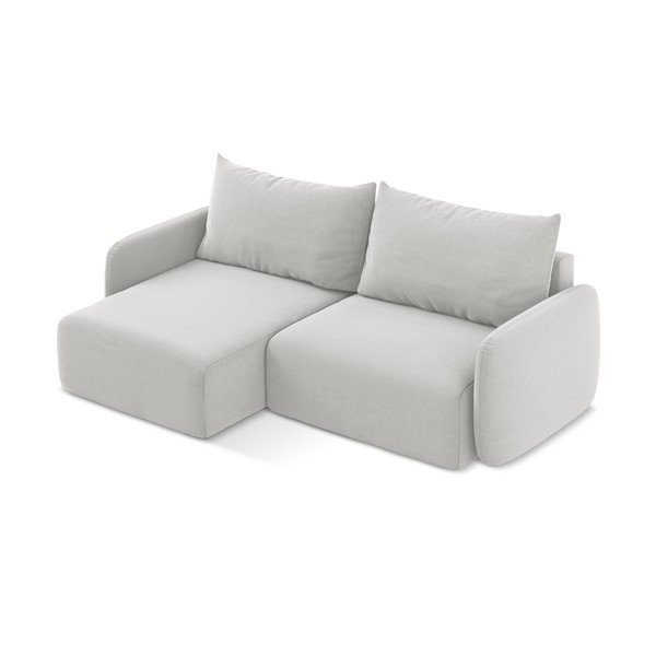 Colțar gri deschis extensibil/cu spațiu de depozitare cu tapițerie din catifea (cu colț pe partea stângă/cu șezlong) Kalena – Makamii-image-3