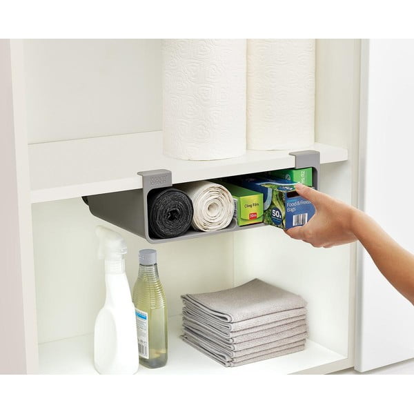 Dispenser pentru prosoape de bucătărie din hârtie și folie de aluminiu gri de agățat din plastic CupboardStore – Joseph Joseph-image-1