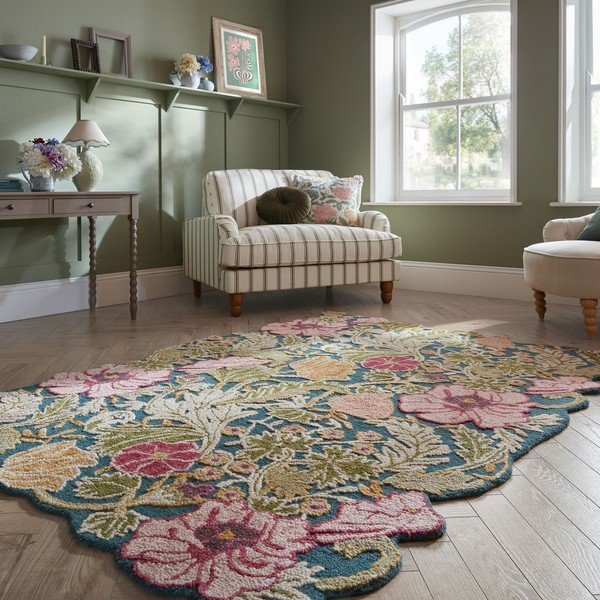 Covor țesut manual din lână 200x290 cm Daphne Shaped Floral – Flair Rugs-image-1