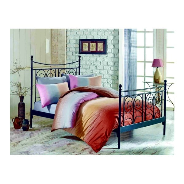 Lenjerie de pat cu cearşaf şi feţe de pernă Colorful Crema, 160 x 220 cm