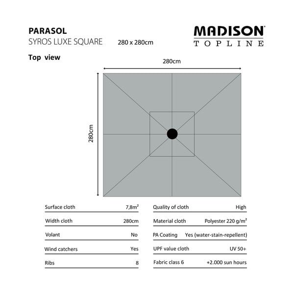 Umbrelă de soare verde 280x280 cm Syros - Madison-image-2