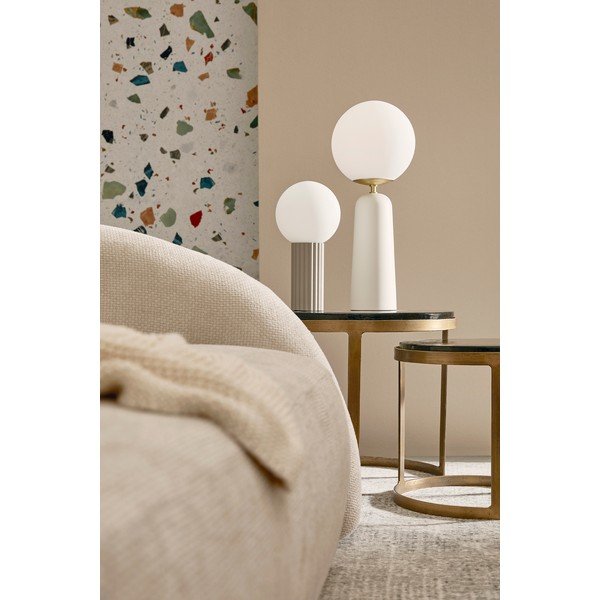 Veioză albă din metal cu abajur din sticlă (înălțime 51 cm) Delphine – Bizzotto-image-2