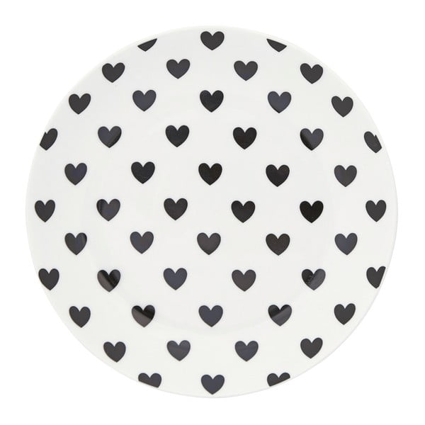 Farfurie ceramică Miss Étoile Black Hearts, ⌀ 17 cm