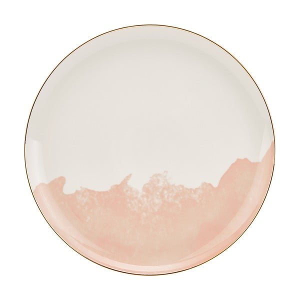 Set de 2 farfurii din porțelan Westwing Collection Rosie, ø 26 cm, alb-roz