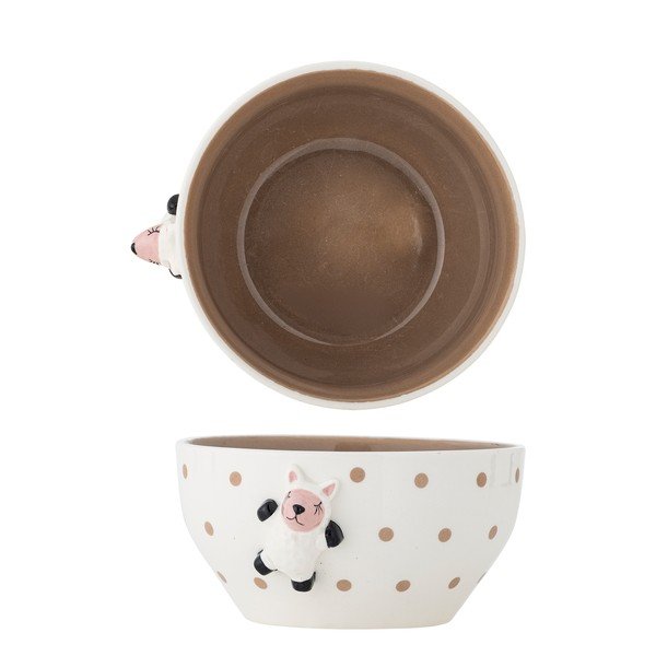 Bol pentru copii alb/maro din gresie ø 14 cm Dolly – Bloomingville Mini-image-3