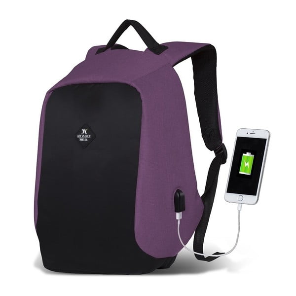 Rucsac cu port USB My Valice SECRET Smart Bag, negru-mov