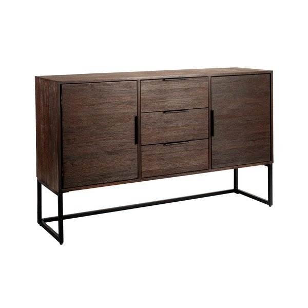 Comodă maro joasă din lemn de tec 135x82 cm Webster – White Label-image-2