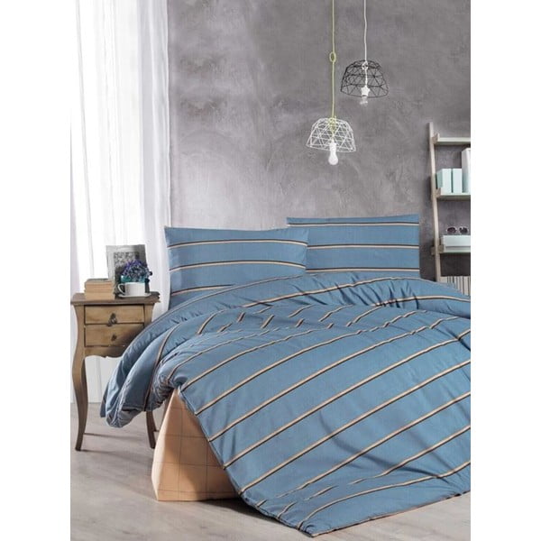 Lenjerie de pat albastră pentru pat dublu-extinsă cu cearceaf inclus 200x220 cm – Mila Home