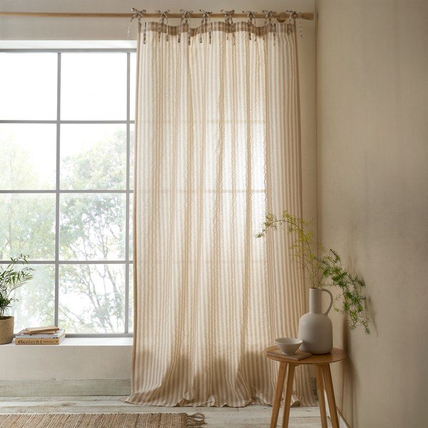 Draperie bej 140x183 cm Zanzibar Woven Stripe – Pineapple Elephant-image-1