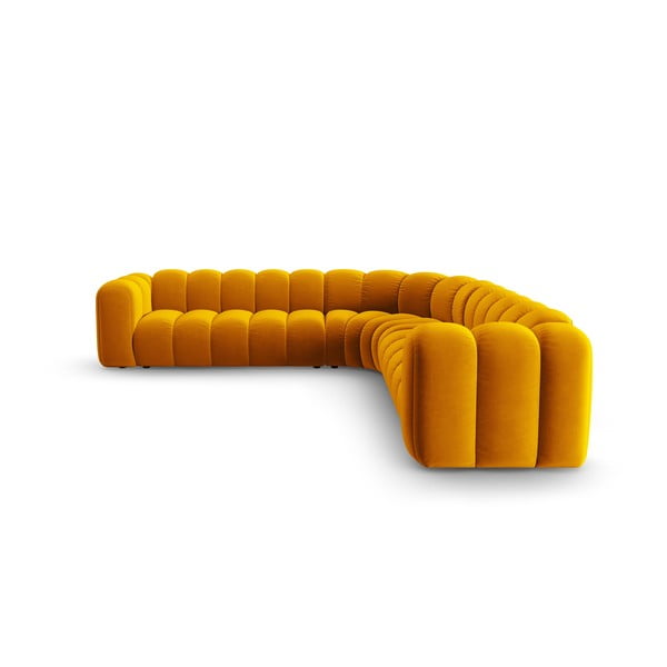 Colțar modular galben cu tapițerie din catifea Lupine – Micadoni -image-2