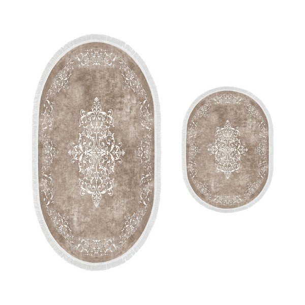 Covorașe de baie taupe 2 buc. 60x100 cm – Foutastic