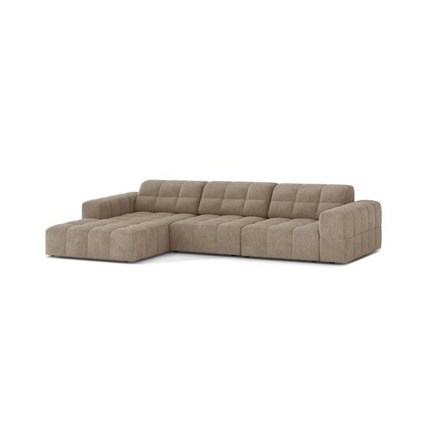 Colțar bej cu tapițerie din chenille (cu colț pe partea stângă/cu șezlong) Chicago – Cosmopolitan Design-image-1
