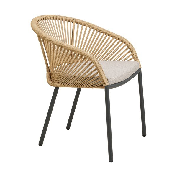 Scaun de grădină bej din metal/capitonat Novella – House Nordic-image-3