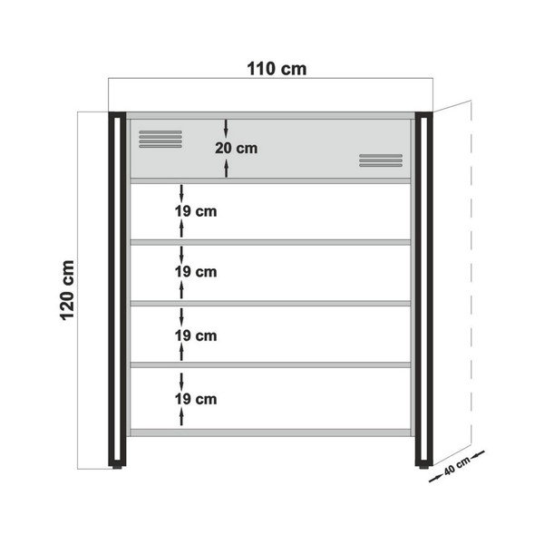 Dulap cu rafturi Esme, înălțime 120 cm-image-2