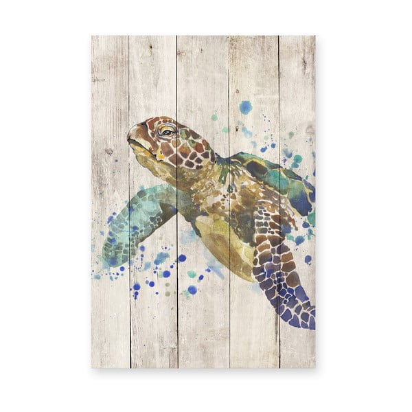 Pictură pe lemn Surdic Watercolor Turtle, 40 x 60 cm