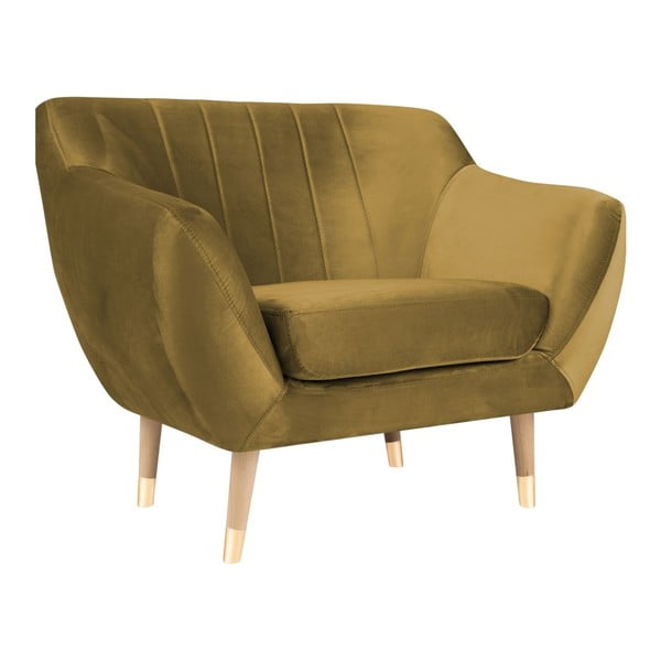 Fotoliu cu tapițerie din catifea Mazzini Sofas Benito, auriu-image-2