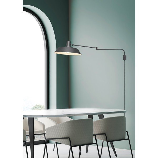 Aplică de perete negru-mat cu structură flexibilă cu alimentare la priză ø 35,5 cm Bolder – Trio-image-3