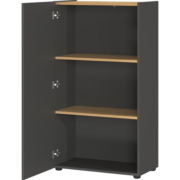 Bibliotecă gri antracit cu aspect de lemn de stejar 61x110x34 cm Adrano – Germania-image-3