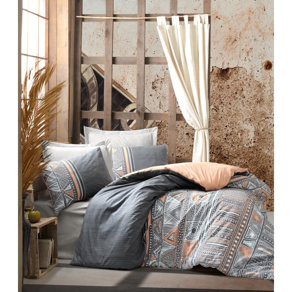 Lenjerie de pat din bumbac cu cearșaf Cotton Box Adiel, 200 x 220 cm