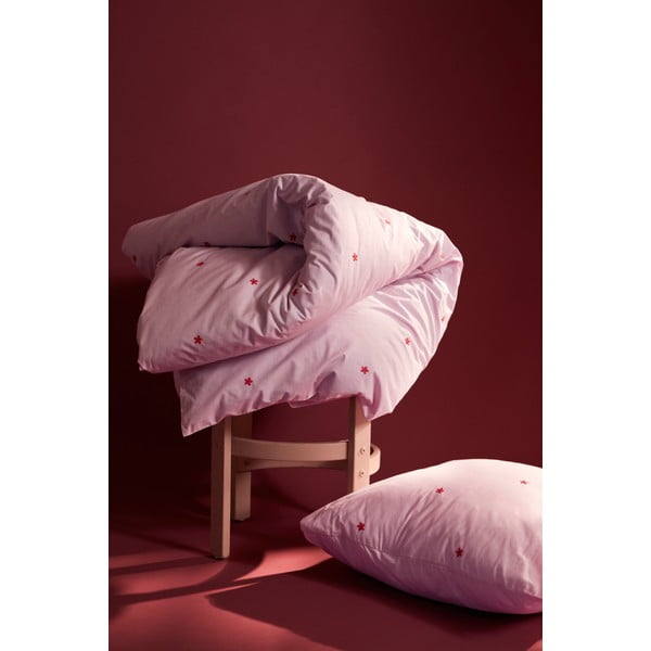 Lenjerie de pat roz din bumbac percal pentru pat de o persoană 140x200 cm Daisy – JUNA-image-2