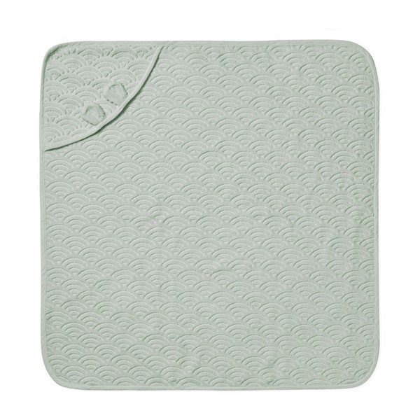 Prosop cu glugă pentru copii verde mentă din bumbac organic 80x80 cm Dusty Green – Cam Cam Copenhagen-image-1