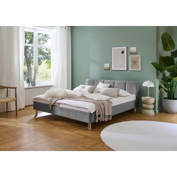 Pat matrimonial gri tapițat fără somieră 180x200 cm Joker – Meise Möbel-image-1
