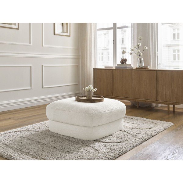 Taburet alb cu tapițerie din țesătură bouclé Leonore – Bobochic Paris-image-3