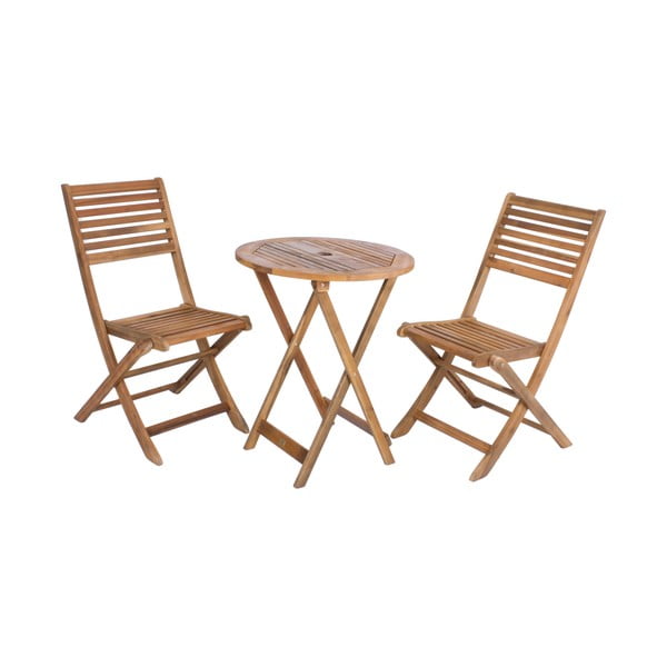 Set de dining pentru grădină în culoare naturală din lemn de acacia pentru 2 persoane Ibarra – Garden Pleasure