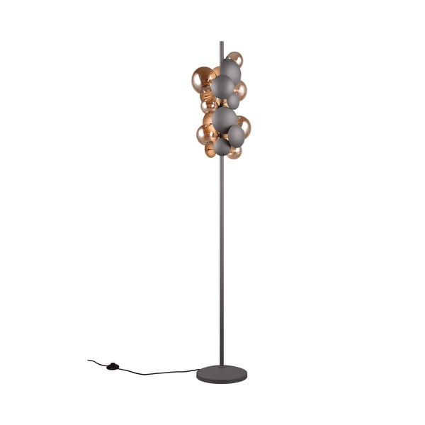 Lampadar gri-auriu cu abajur din sticlă (înălțime 155 cm) Bubble – Trio Select