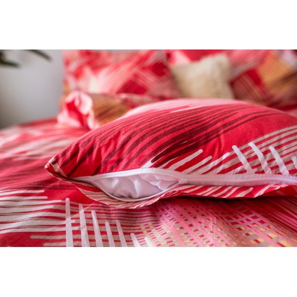 Lenjerie de pat roșie din bumbac pentru pat de o persoană 140x200 cm LP Dita Red – Cotton House-image-1