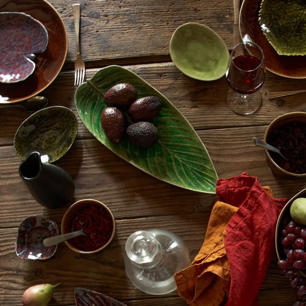 Tavă pentru servire din gresie ceramică Costa Nova Riviera, 40 x 17 cm, verde-image-1