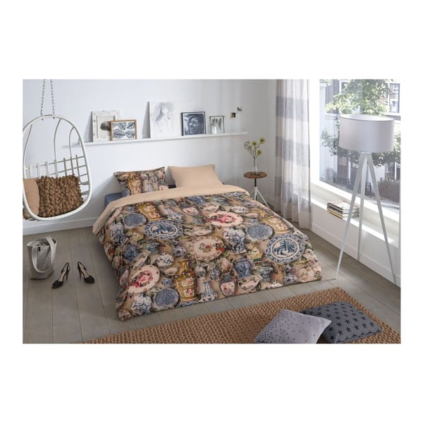 Lenjerie de pat din bumbac Muller Textiel Vase, 200 x 200 cm-image-1