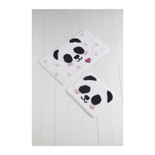 Set 2 covorașe pentru baie Confetti Bathmats Panda, alb - negru