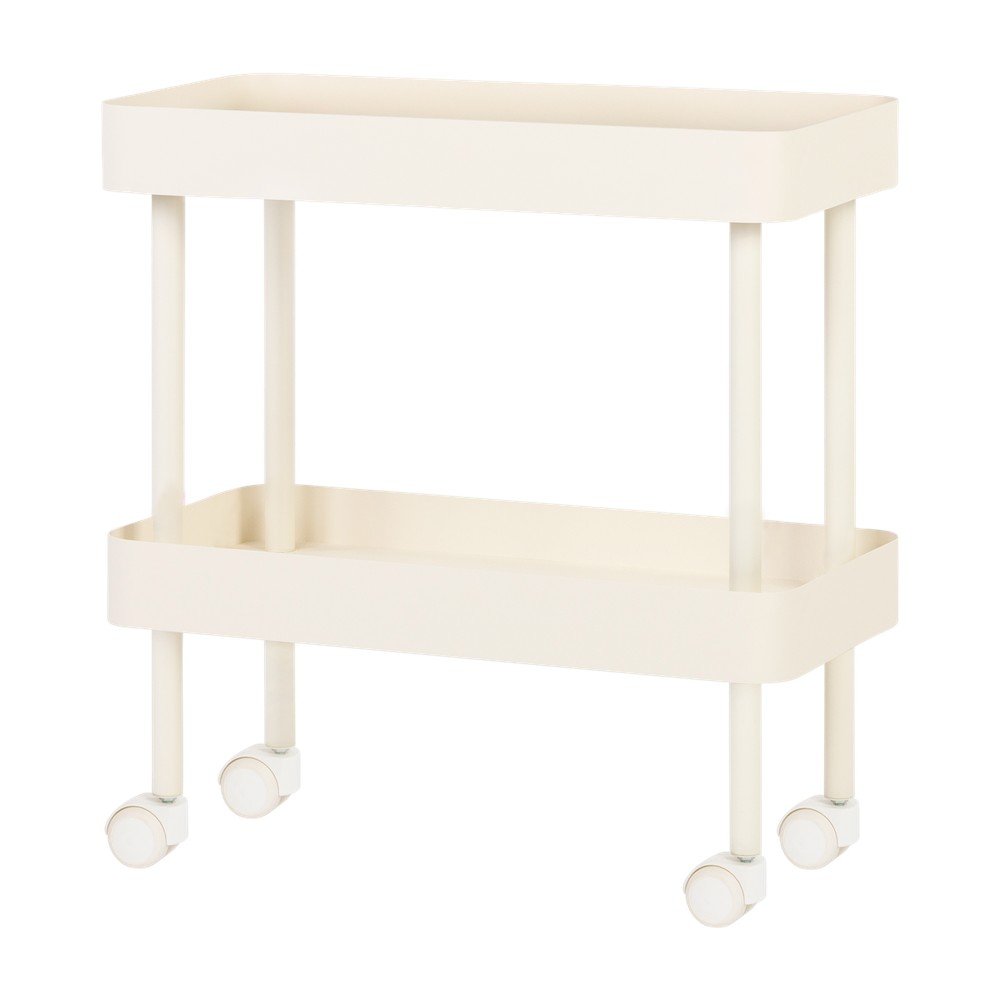 Etajeră pe roți bej din metal 60x62x30 cm Nolle – noo.ma