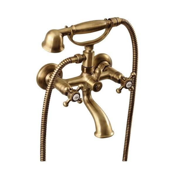 Baterie în culoarea bronzului pentru cadă cu montare pe perete (2 ieșiri) Antea – Sapho