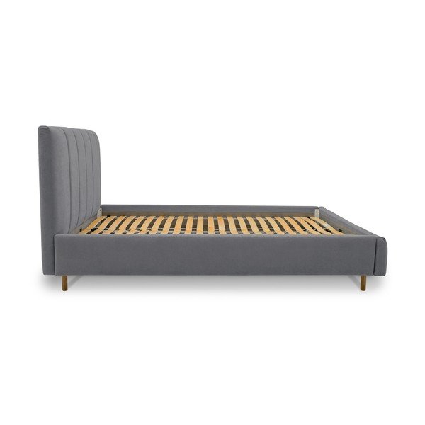 Pat matrimonial gri tapițat cu somieră 160x200 cm Zee – Scandic-image-3