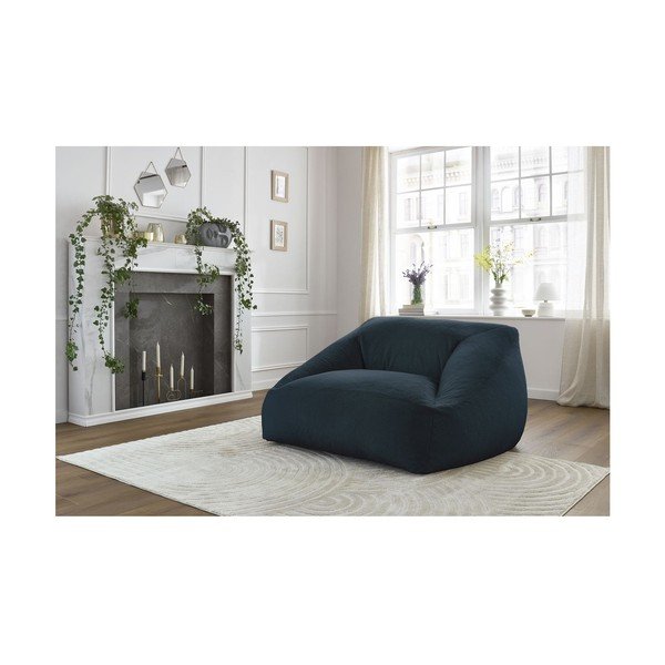 Fotoliu bean bag albastru închis cu tapițerie din blană artificială Lilibet – Bobochic Paris-image-1