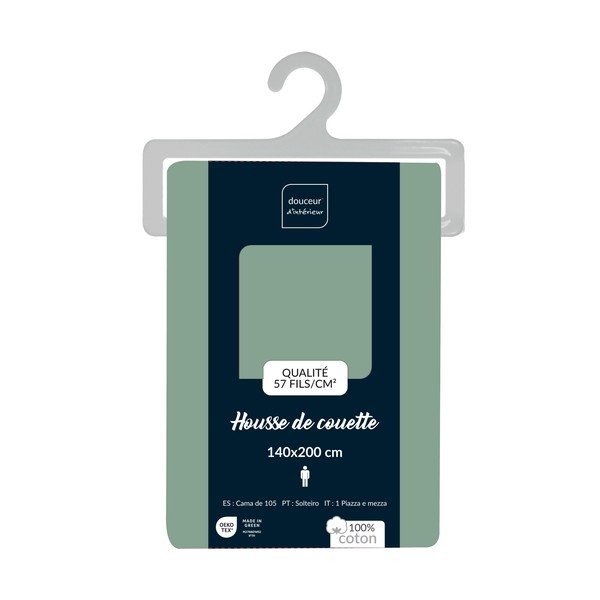 Husă de pilotă verde din bumbac pentru pat de o persoană 140x200 cm Lina – douceur d'intérieur-image-2