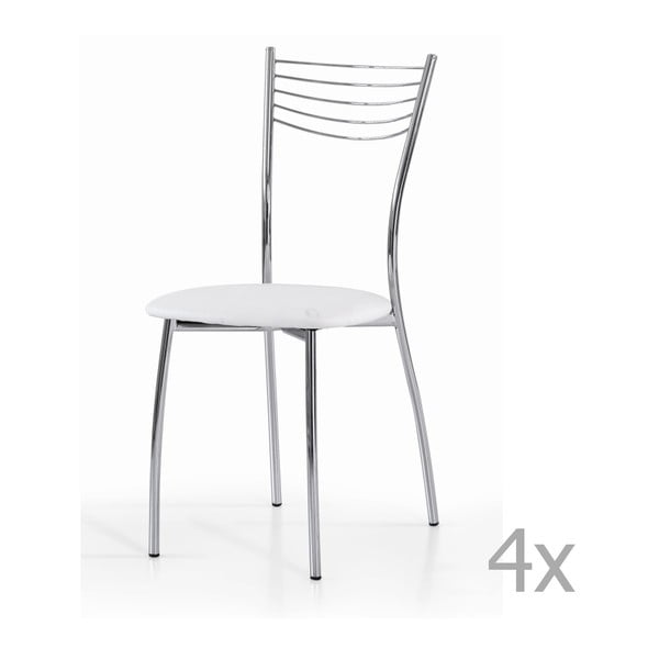 Set 4 scaune Castagnetti Cromo, alb