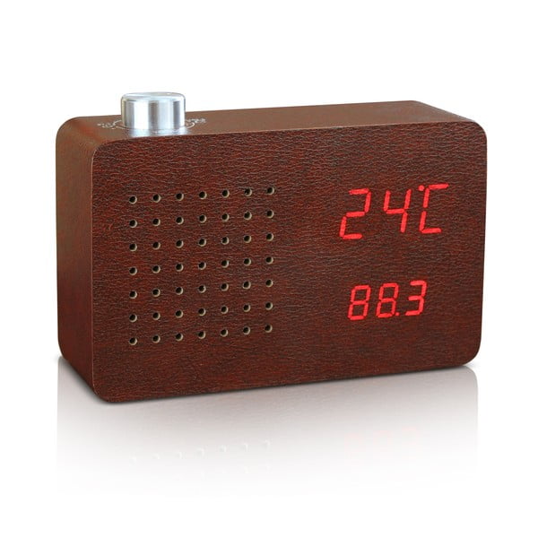 Ceas cu LED și radio Gingko Click Clock, maro-roșu-image-1