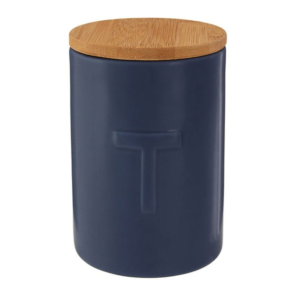 Recipient pentru ceai cu capac din lemn de bambus Premier Housewares Fenwick, albastru închis-image-1