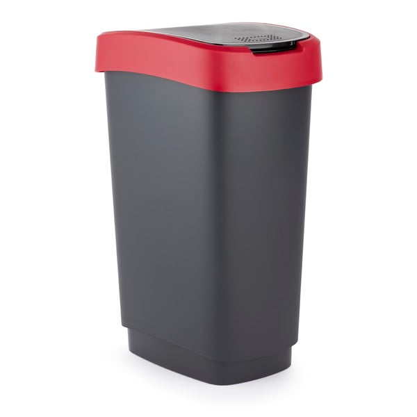 Coș de gunoi din plastic reciclat roșu-negru 25 L Twist - Rotho